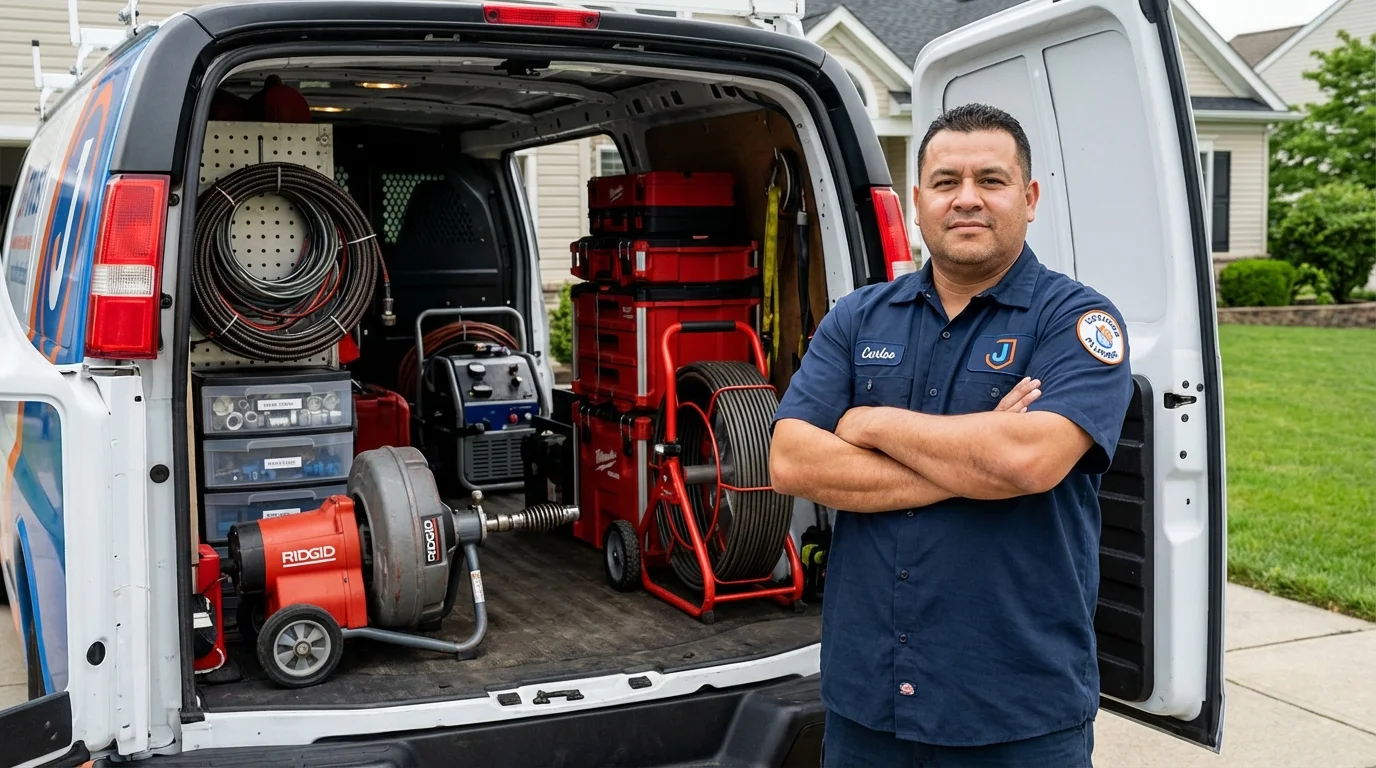 Professional drain cleaning equipment and Johns Plumbing LLC plumber in Vineland