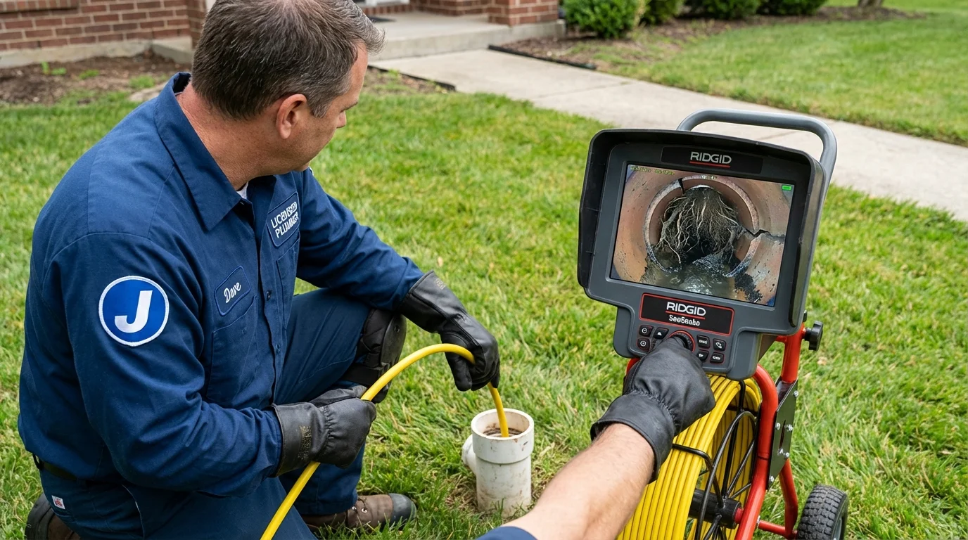Sewer camera inspection being performed by Johns Plumbing LLC in Vineland